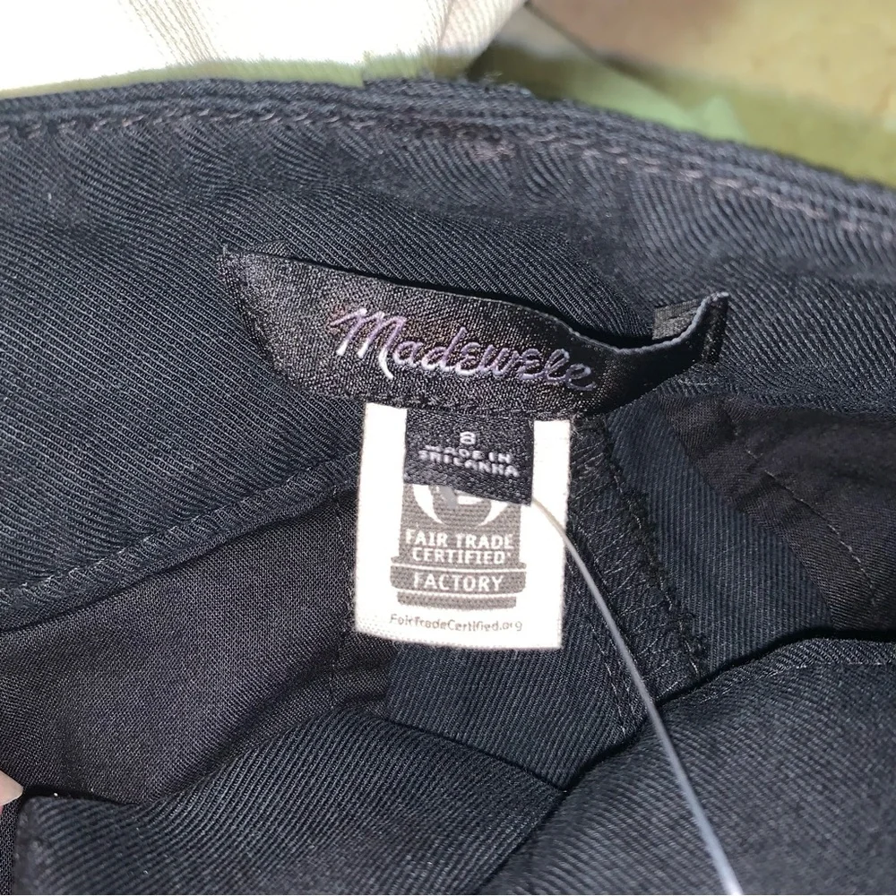 Madewell Harlow Wide Leg Trouser Pants Drapey Twill Black Pleated Cotton Linen 8 - Picture 8 of 9